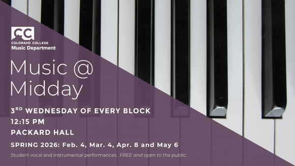 Music at midday, Feb 4, 12:15pm, Packard Hall, Free, Student Performances